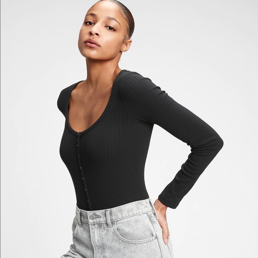 NWT Gap Henley Bodysuit Black